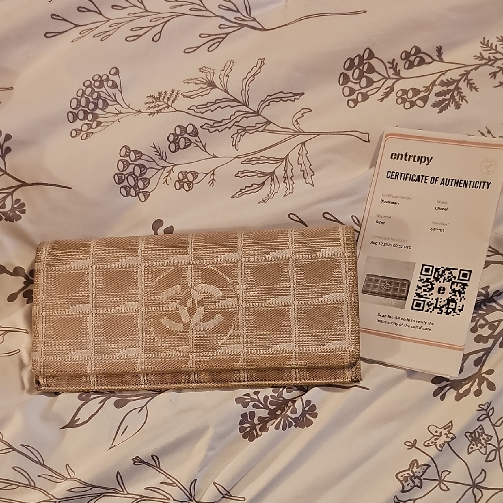 Chanel Beige Checkered Wallet